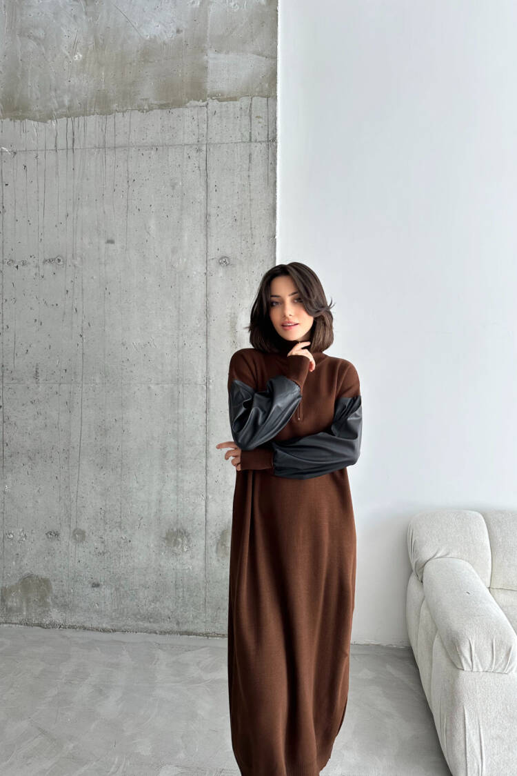 Leather Sleeve Dress