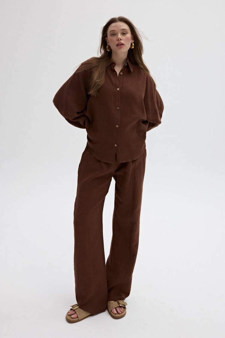 Mueslin Salaş Women's Pants - Levure - Globality Store - Women Clothes Wholesale Turkey