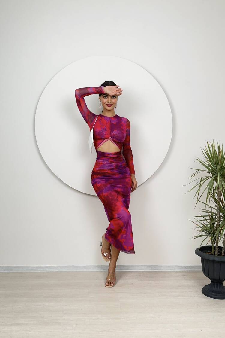 Tulle Fabric Printed Dress