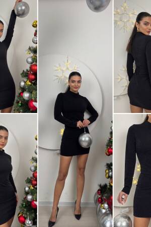Glitter Turtleneck Dress - Miss Janell - Globality Store - Women Clothes Wholesale Turkey