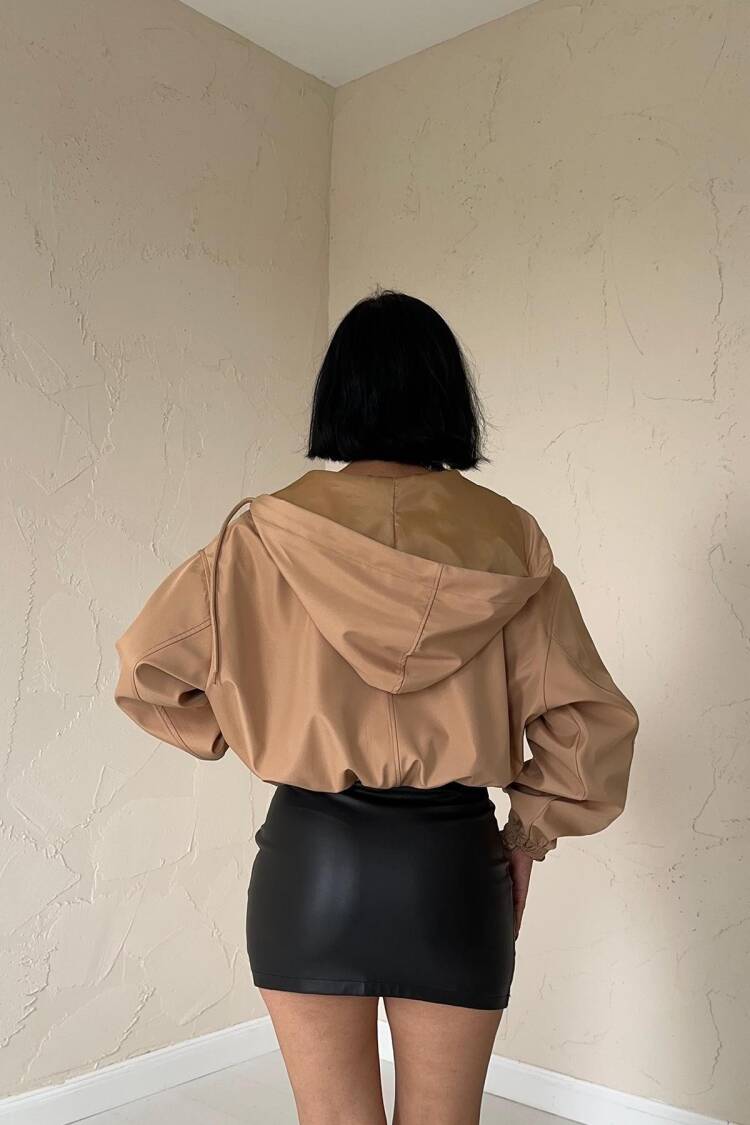Short Zipper Bomber Jacket - Mink