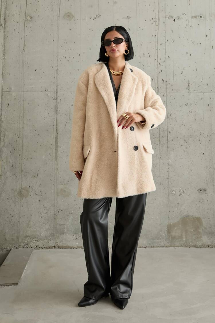 Furry Soft Coat - Elisa - Globality Store - Women Clothes Wholesale Turkey