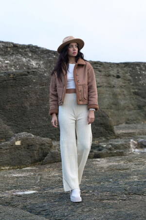 F 1553 Nubuck Collar Fur Coat - Topshow - Globality Store - Women Clothes Wholesale Turkey