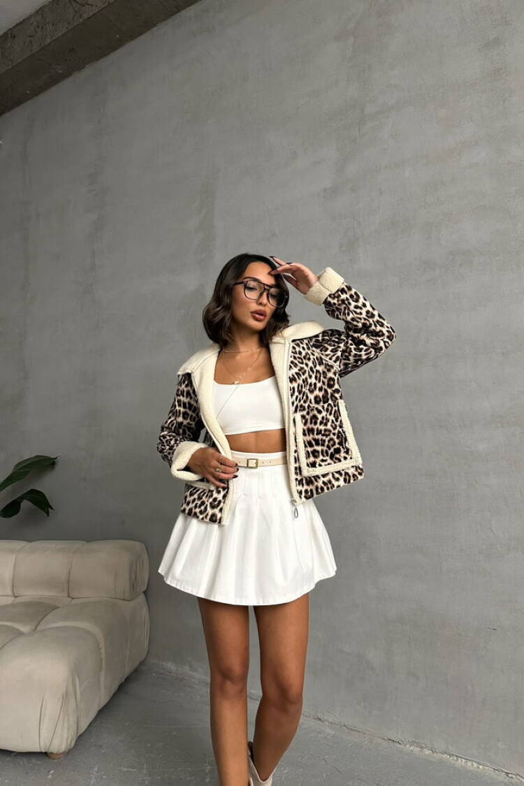 Leopard Patterned Plush Coat