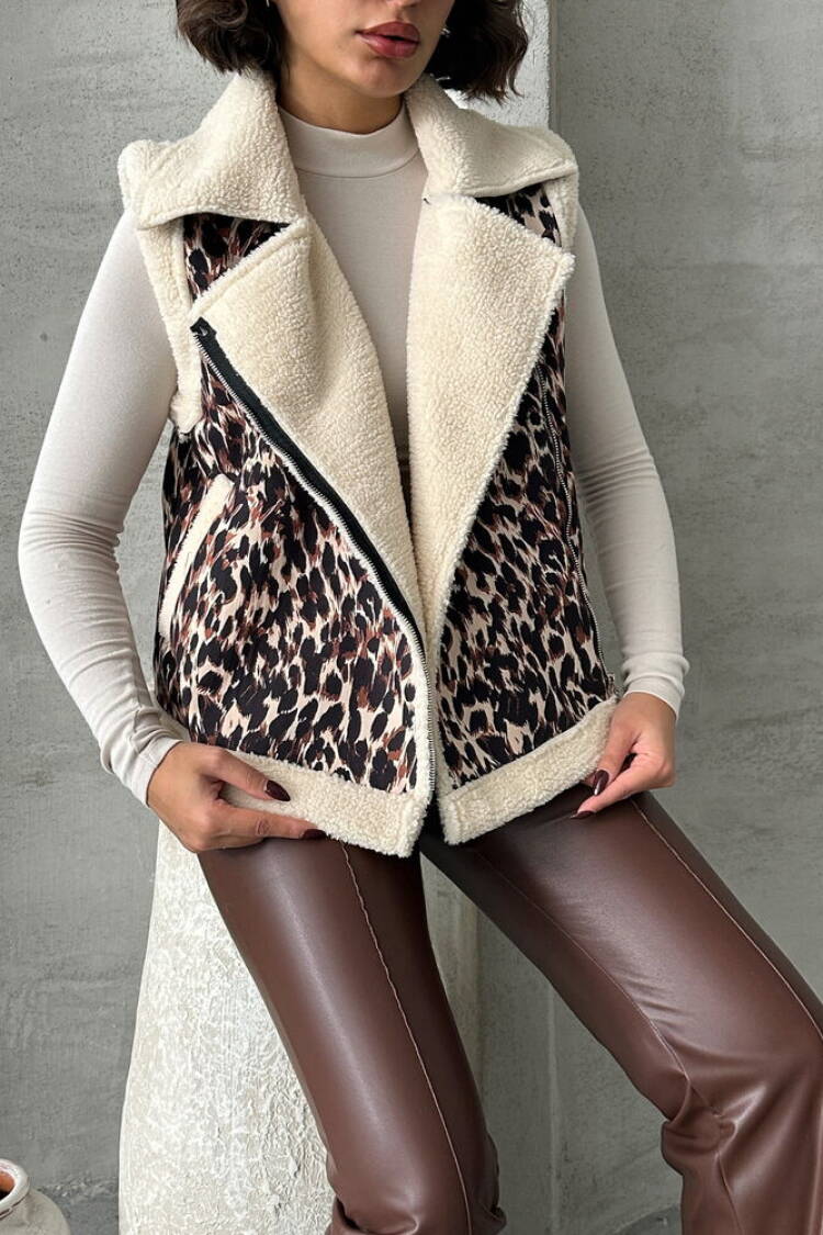 Leopard Print Plush Vest