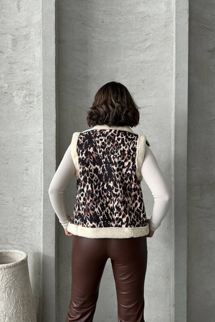 Leopard Print Plush Vest