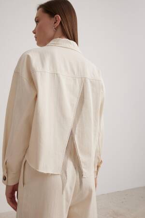 Chain Detail Women's Jacket - Beige - Levure - Globality Store - Women Clothes Wholesale Turkey