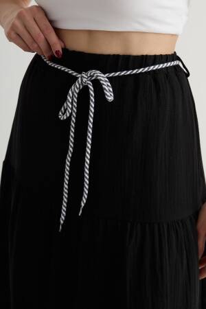 Elastic Waist And Cord Detail Long Skirt - Brand: Levure - Women's Clothing Wholesale - Globality Store