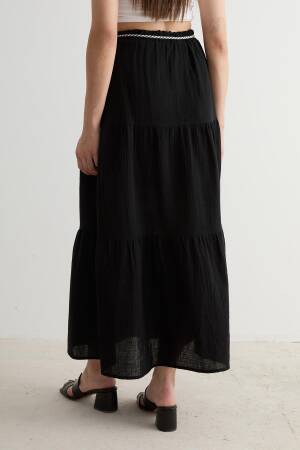 Elastic Waist And Cord Detail Long Skirt - Brand: Levure - Women's Clothing Wholesale - Globality Store