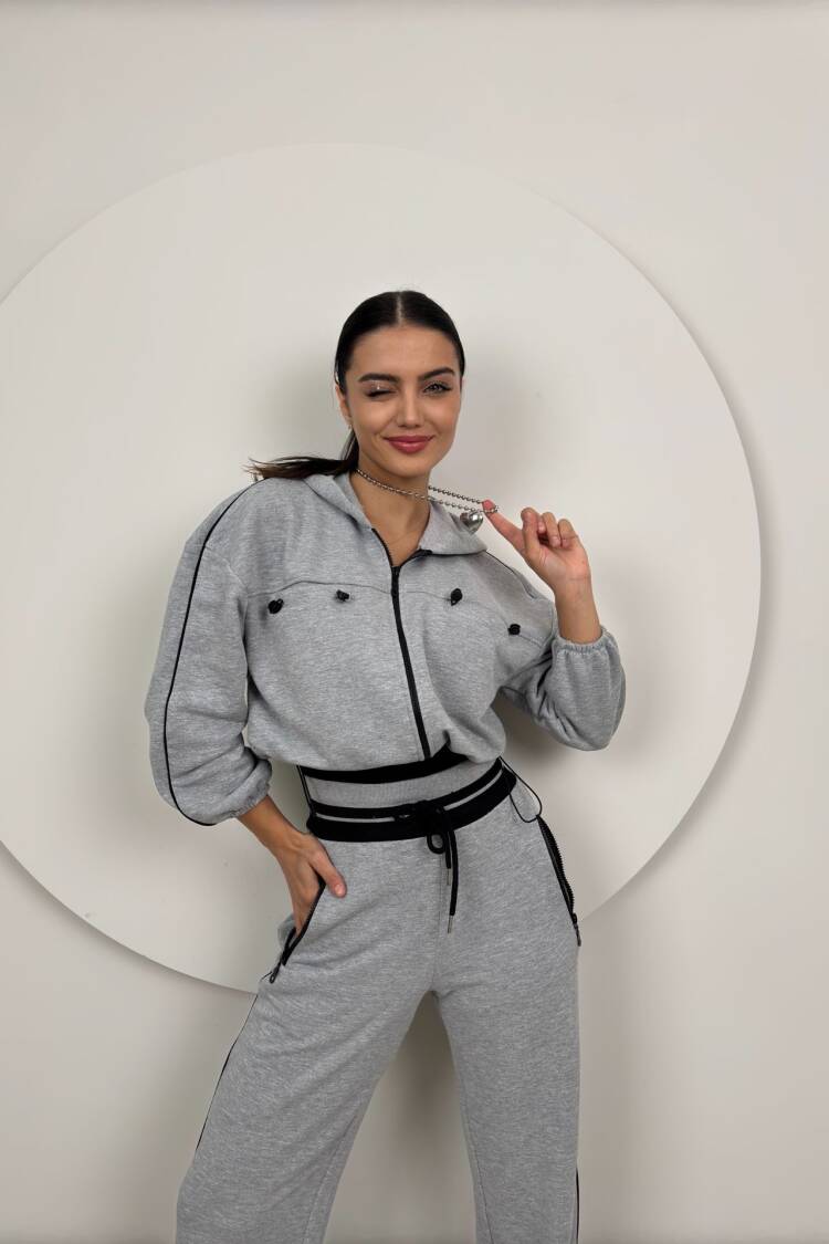Knitwear Belt Detailed Tracksuit Set - Miss Janell - Globality Store - Women Clothes Wholesale Turkey