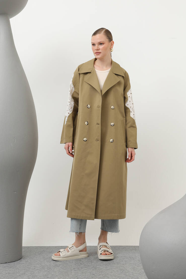 Lace Detailed Trench Coat