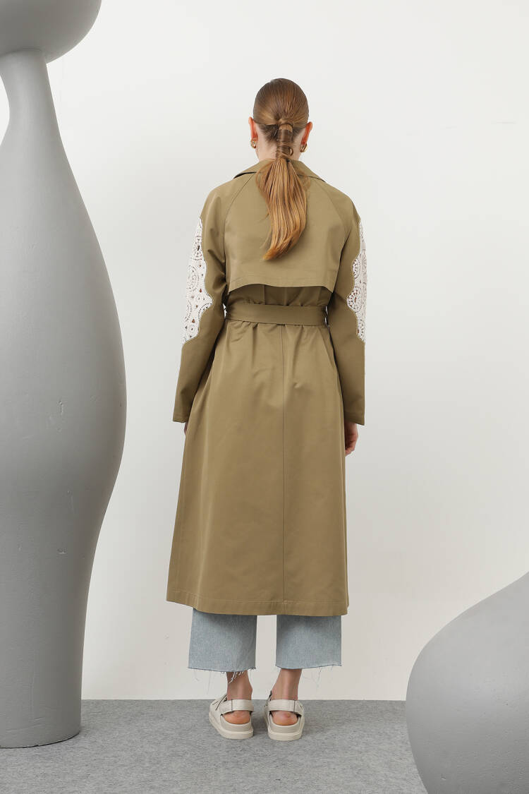 Lace Detailed Trench Coat