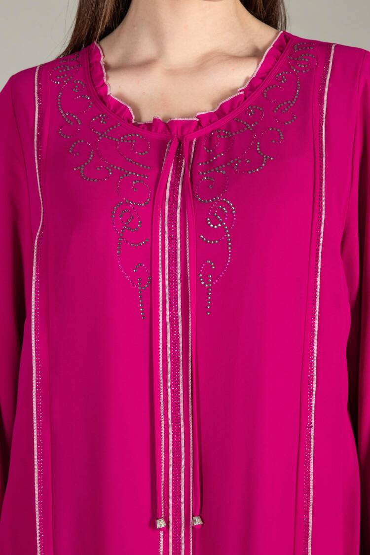 Ruffle Neck Chiffon Dress