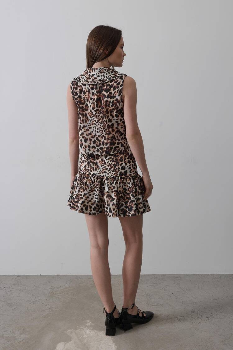 Leopard Print Mini Skirt - Multicolor