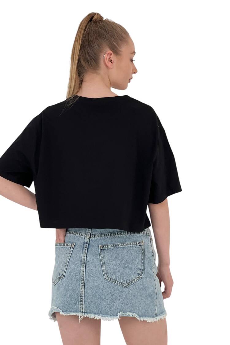 Oversize Rose Printed ShortCrop T Shirt