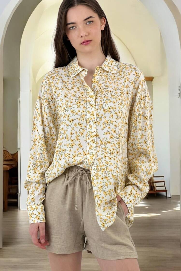 Breezy Floral Print Shirt - MISS POEM - Globality Store - Women Clothes Wholesale Turkey