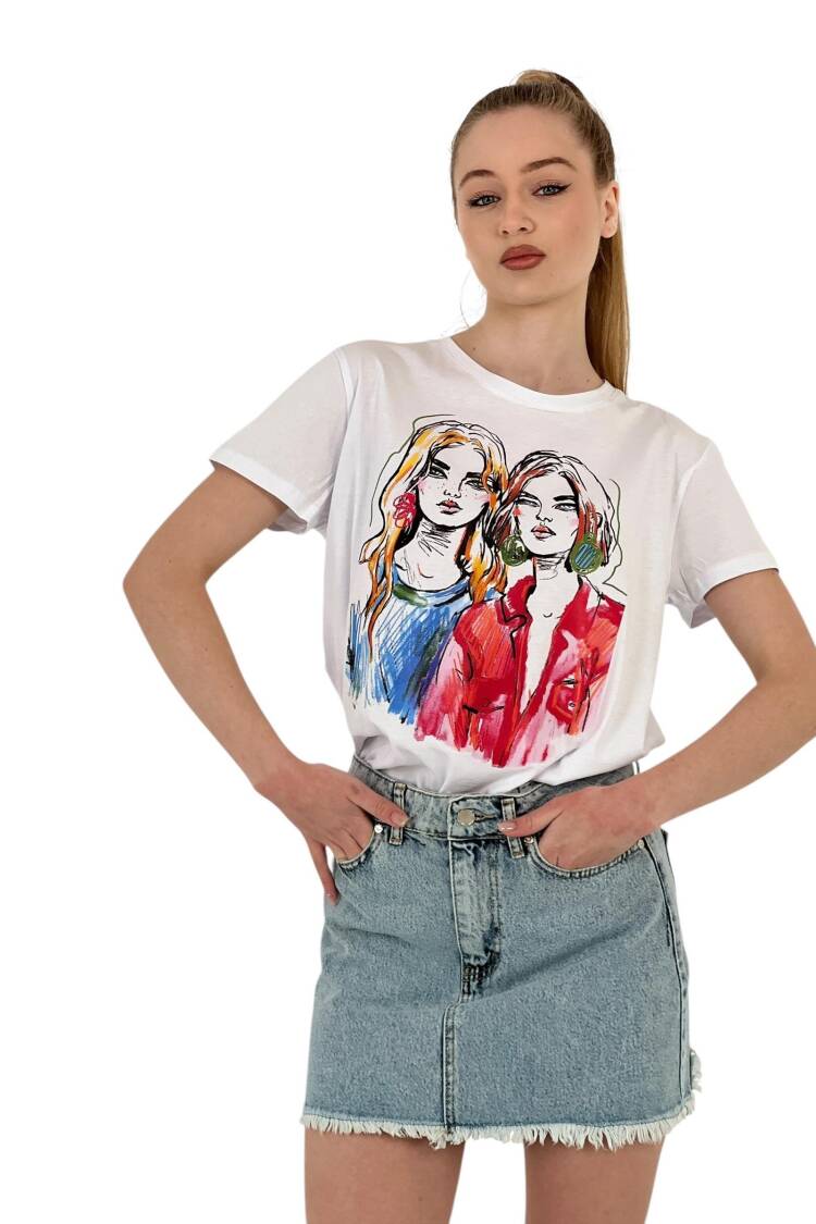 Illustration Printed T-shirt — Black &