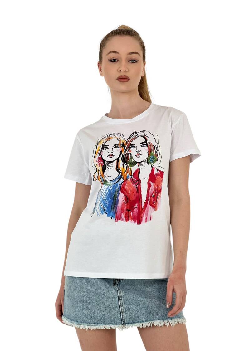 Illustration Printed T-shirt — Black &