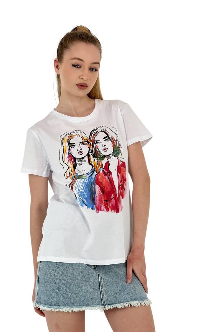 Illustration Printed T-shirt — Black &