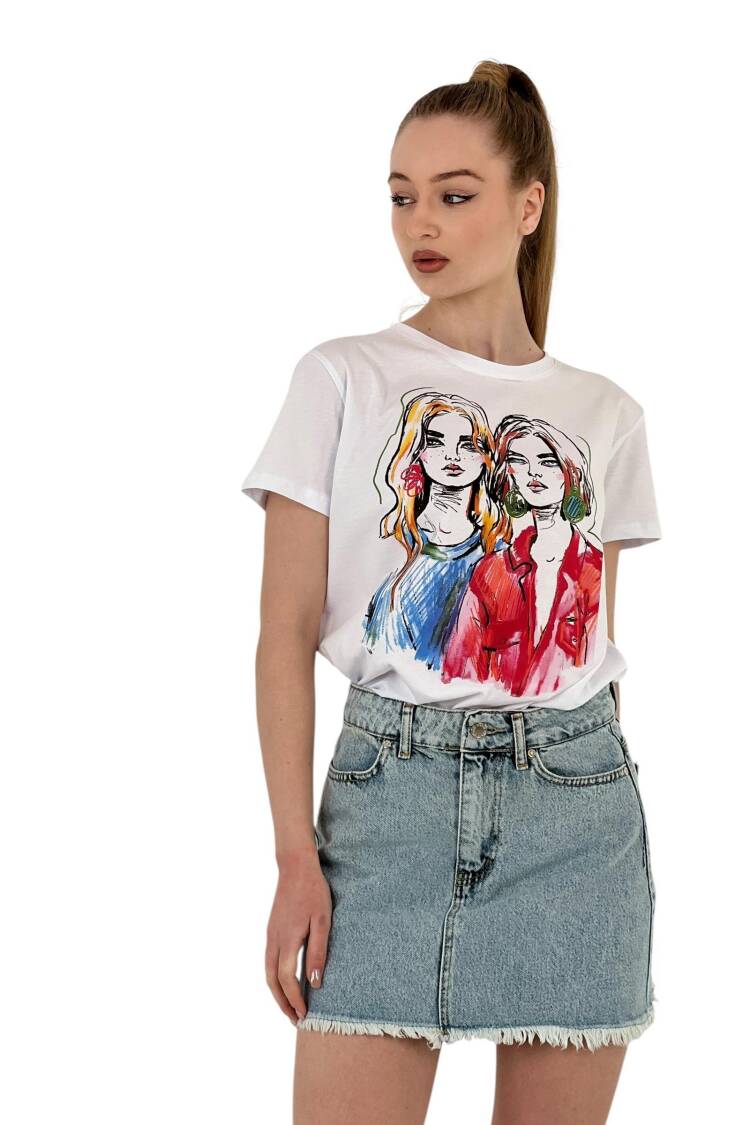 Illustration Printed T-shirt — Black &