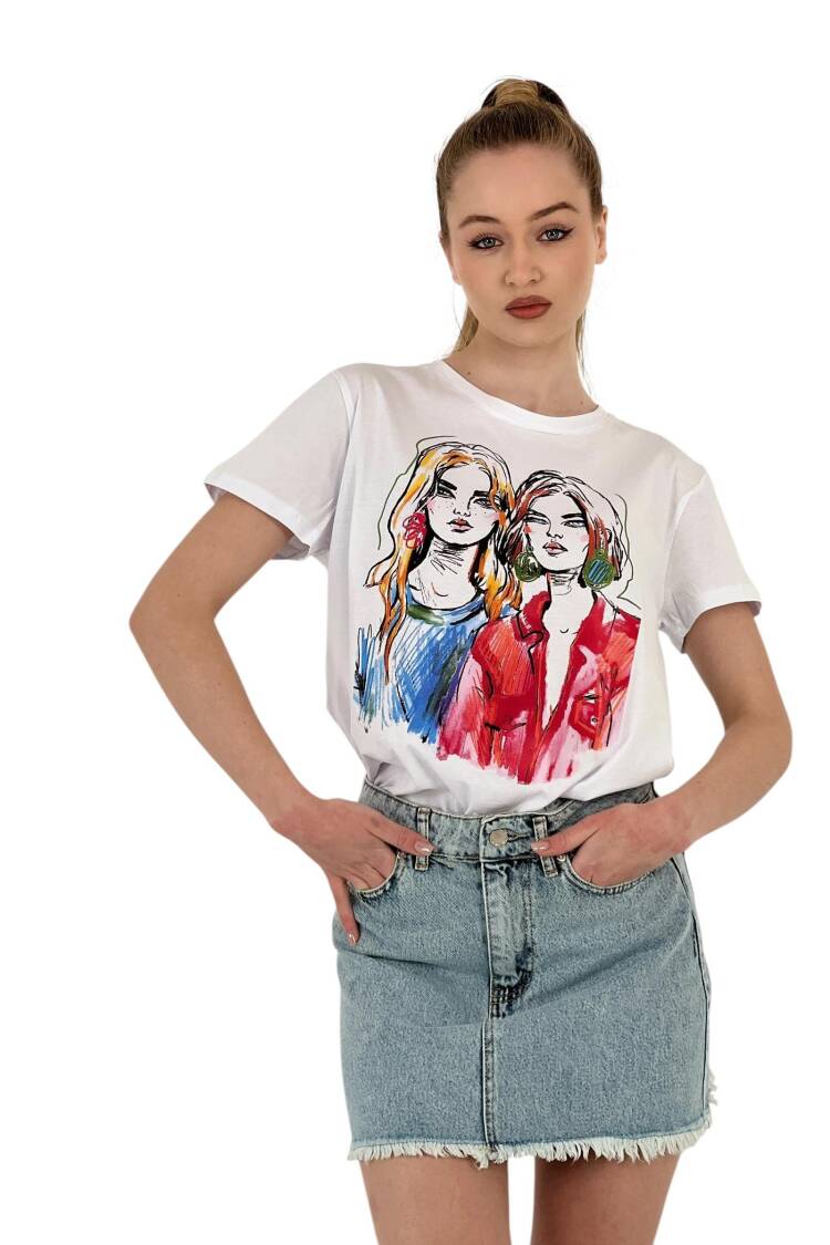 Illustration Printed T-shirt — Black &