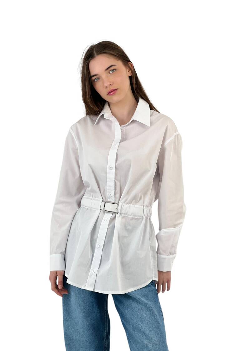 Detailed White Oversize Shirt
