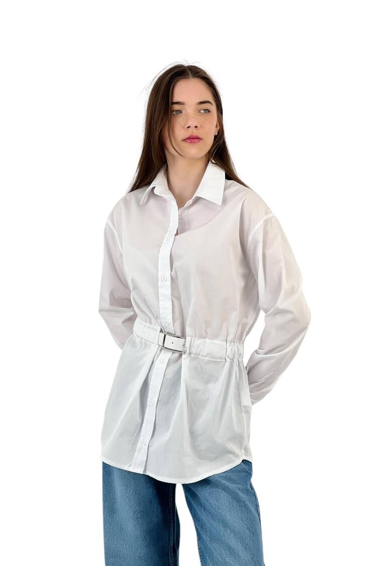 Detailed White Oversize Shirt
