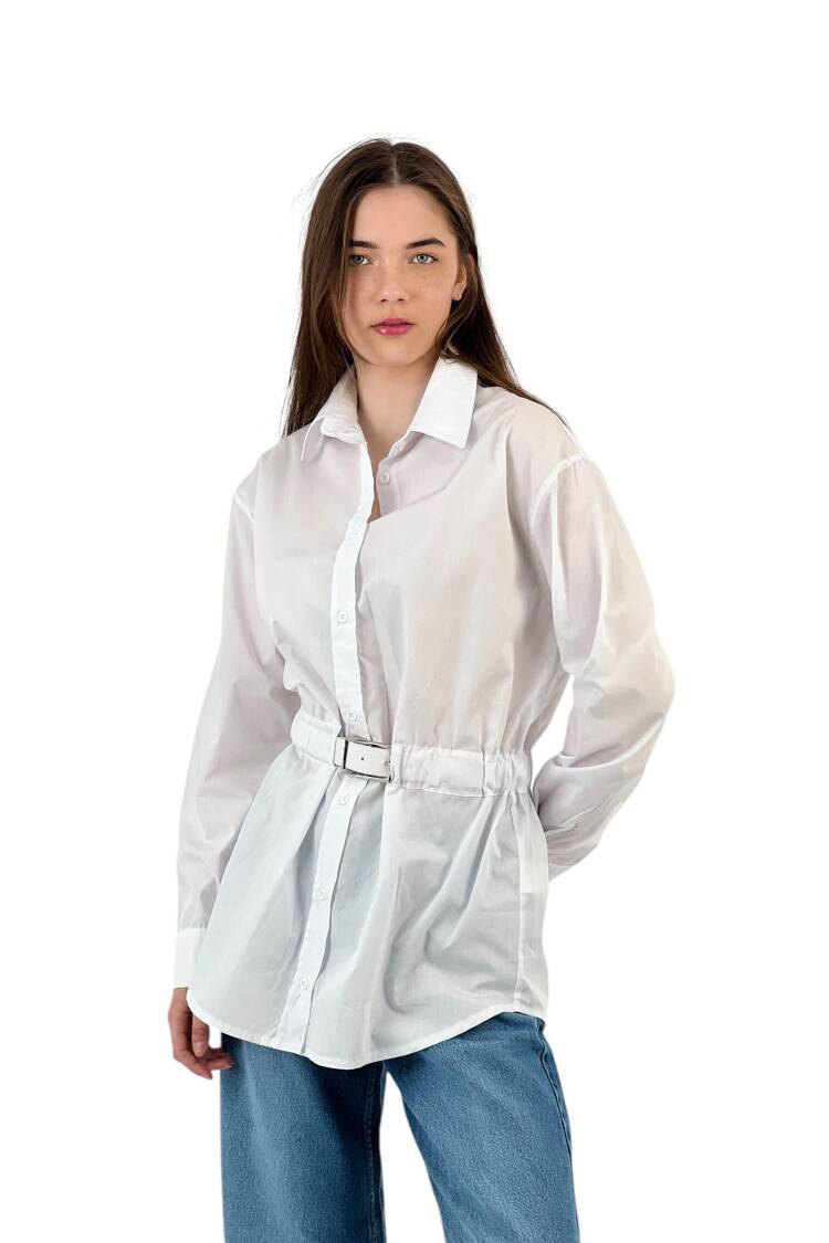 Detailed White Oversize Shirt