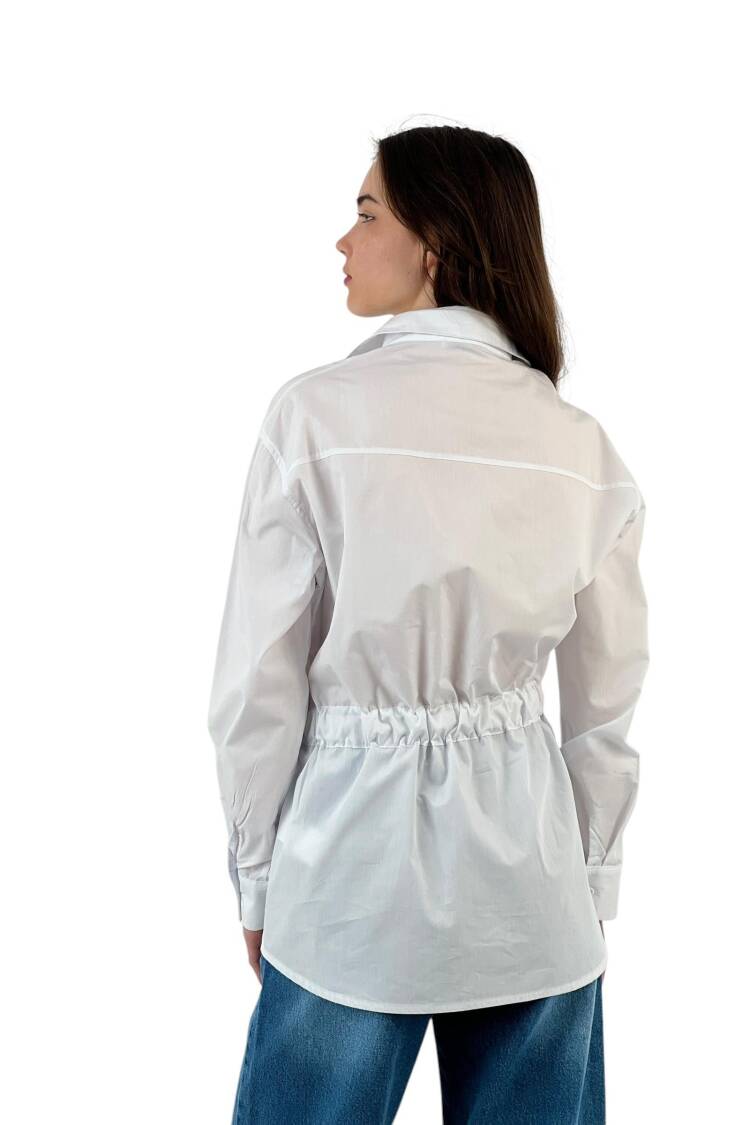 Detailed White Oversize Shirt