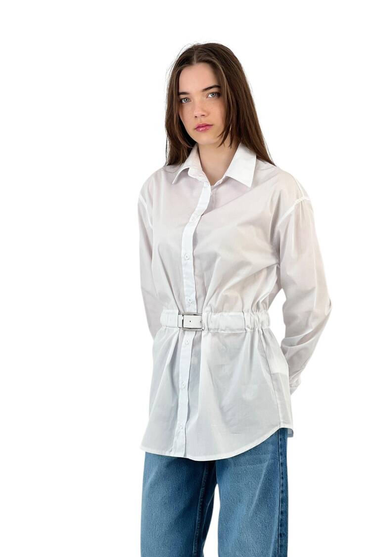 Detailed White Oversize Shirt