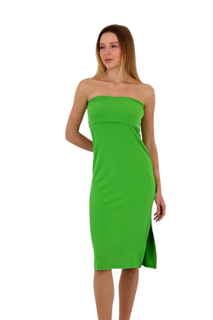 Textured Strapless Midi Dress - Four Color Options - MISS POEM - Globality Store - Women Clothes Wholesale Turkey