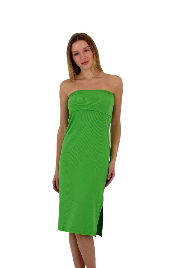 Textured Strapless Midi Dress - Four Color Options