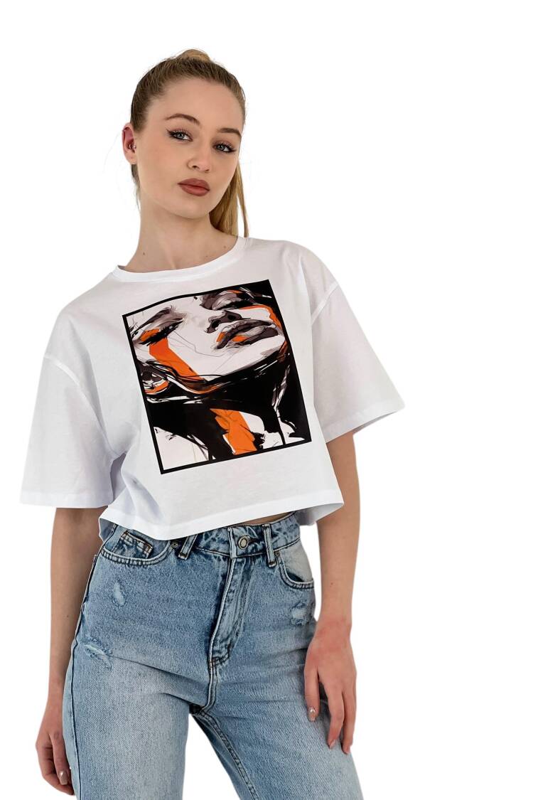 Art Printed Women's T-Shirt - MISS POEM - Globality Store - Women Clothes Wholesale Turkey