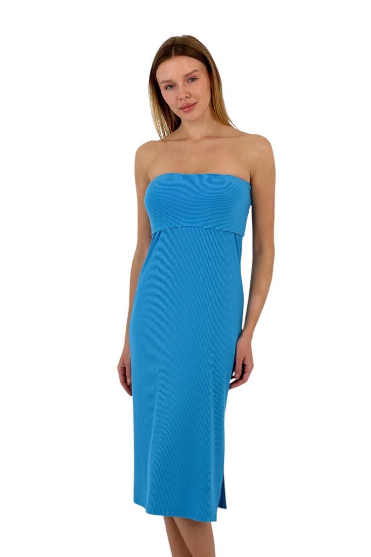 Textured Strapless Midi Dress - Four Color Options
