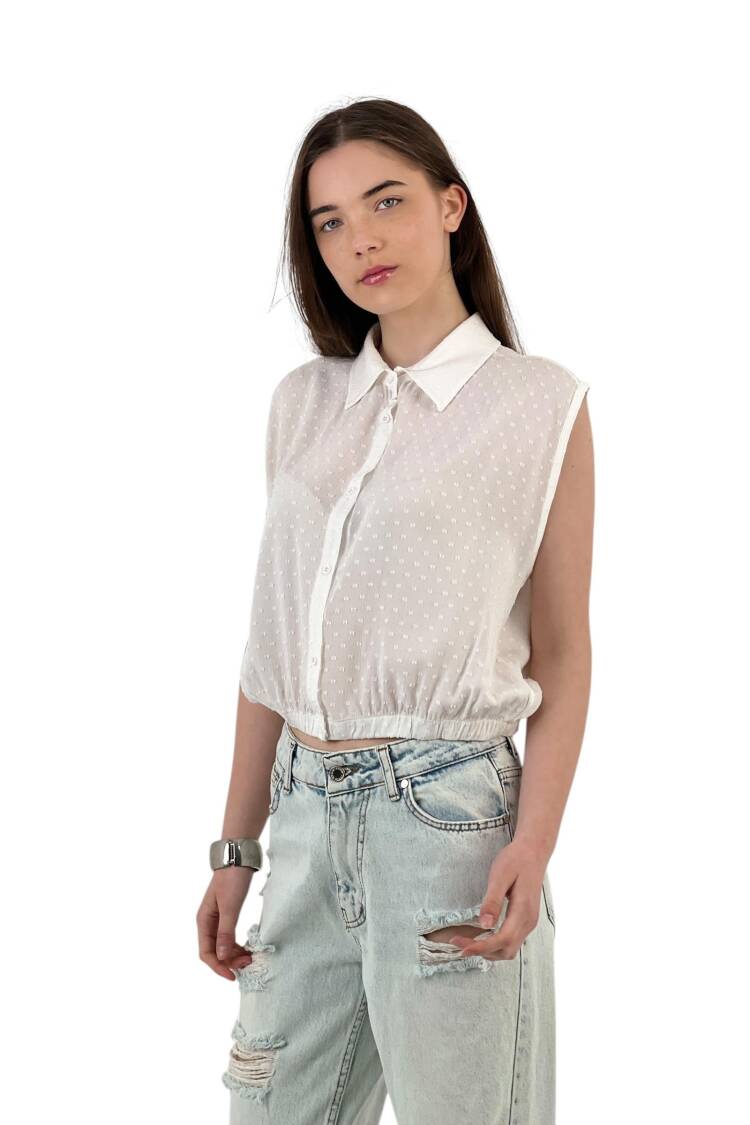 Textured Sleeveless Shirt - Summer Chic - MISS POEM - Globality Store - Women Clothes Wholesale Turkey