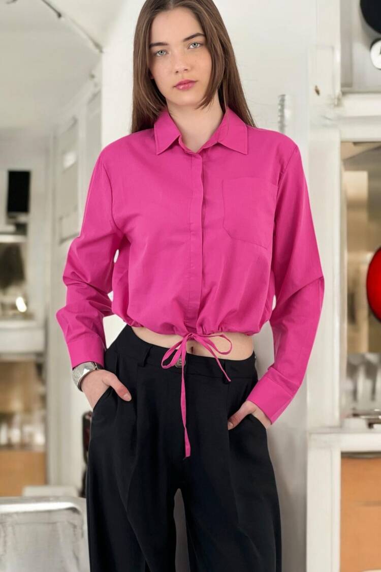Ruffle Detailed Lace-up Shirt - Four Color Options - MISS POEM - Globality Store - Women Clothes Wholesale Turkey