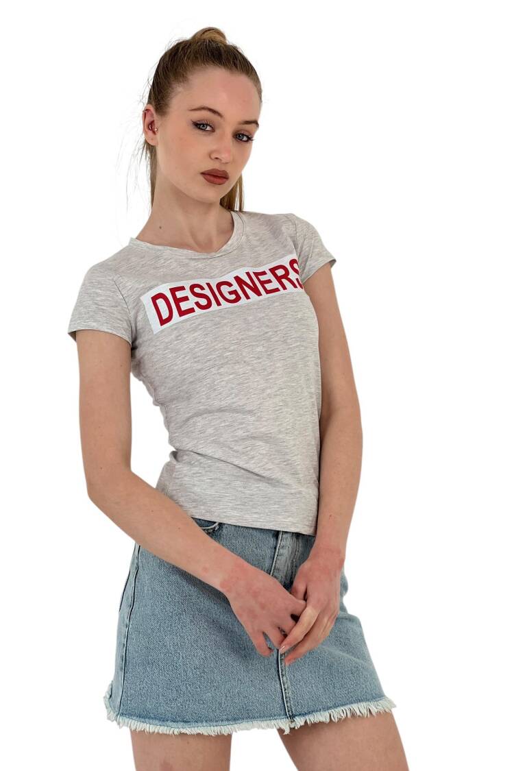 Summer Letter Print Short Sleeve Slim Black T-Shirt - MISS POEM - Globality Store - Women Clothes Wholesale Turkey