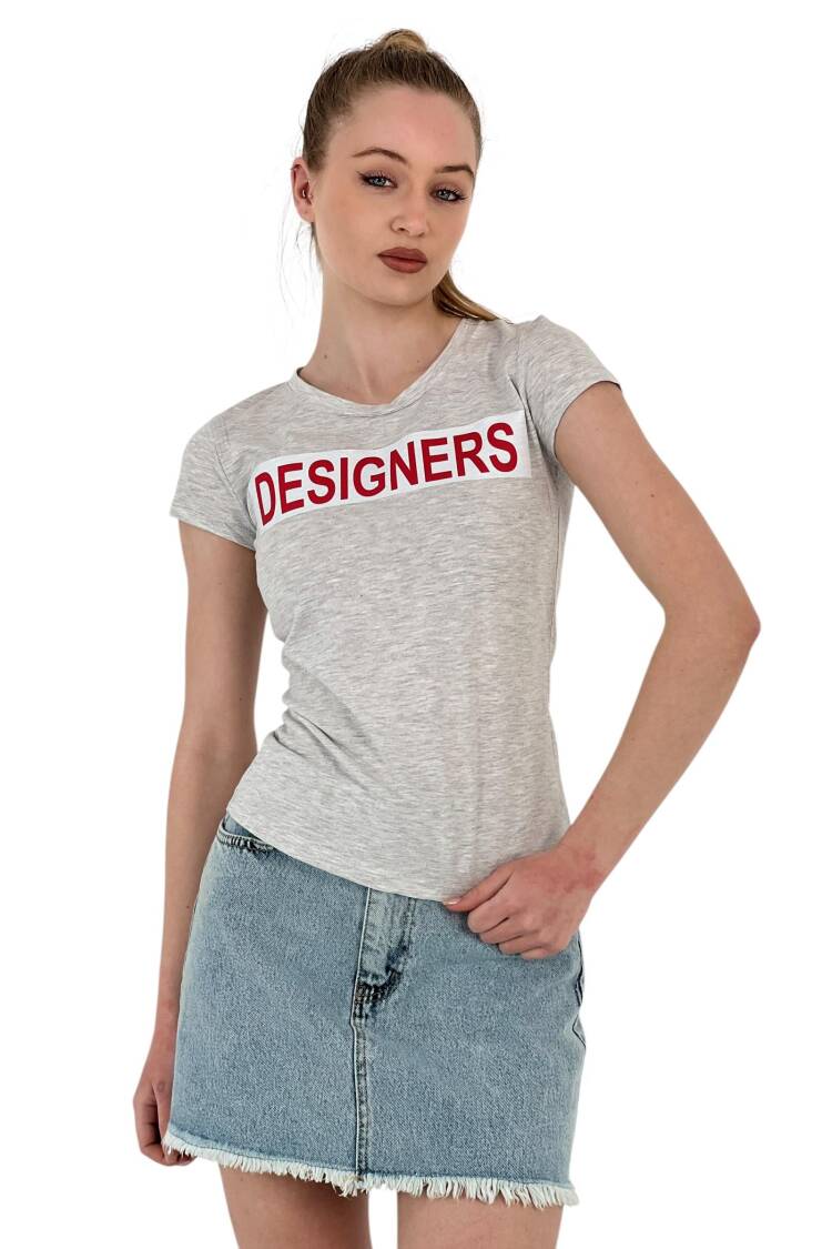 Summer Letter Print Short Sleeve Slim Black T-Shirt