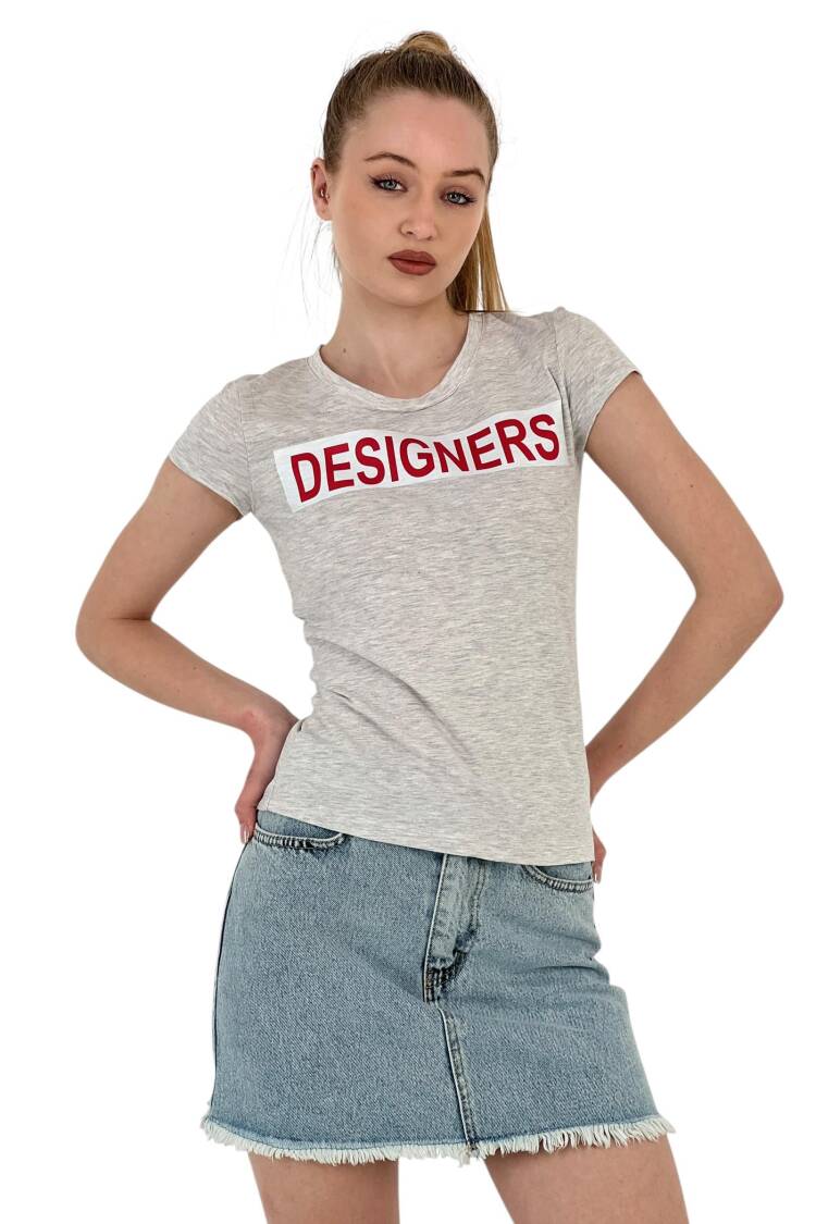 Summer Letter Print Short Sleeve Slim Black T-Shirt