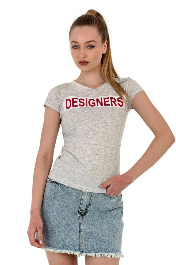 Summer Letter Print Short Sleeve Slim Black T-Shirt