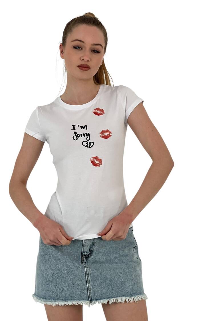 Kiss Printed Short Sleeve SkinnyT-Shirt
