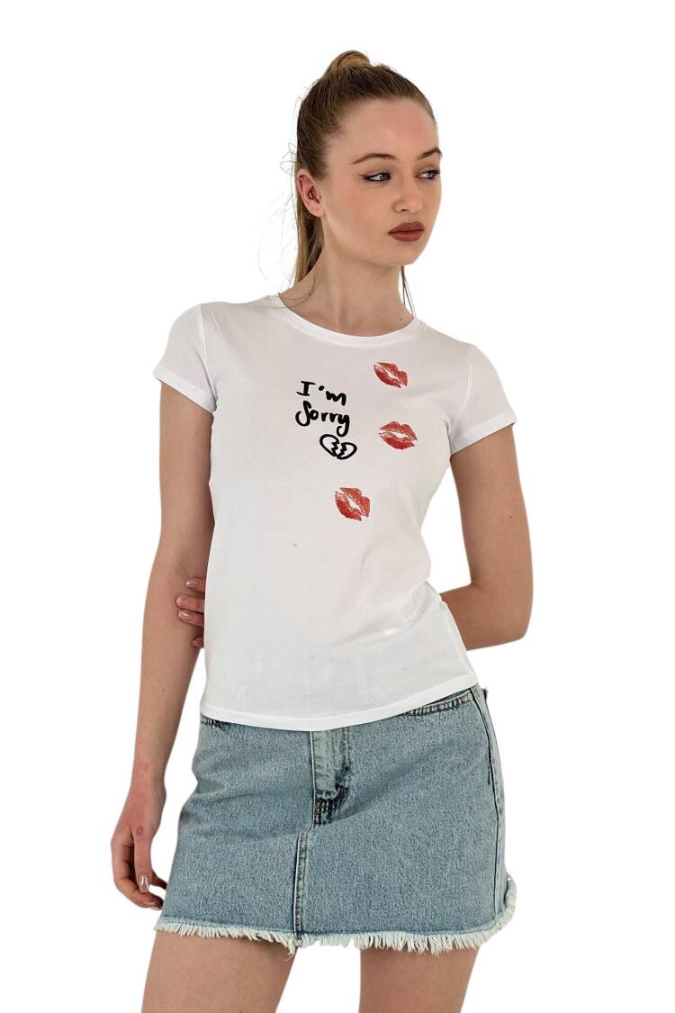 Kiss Printed Short Sleeve SkinnyT-Shirt