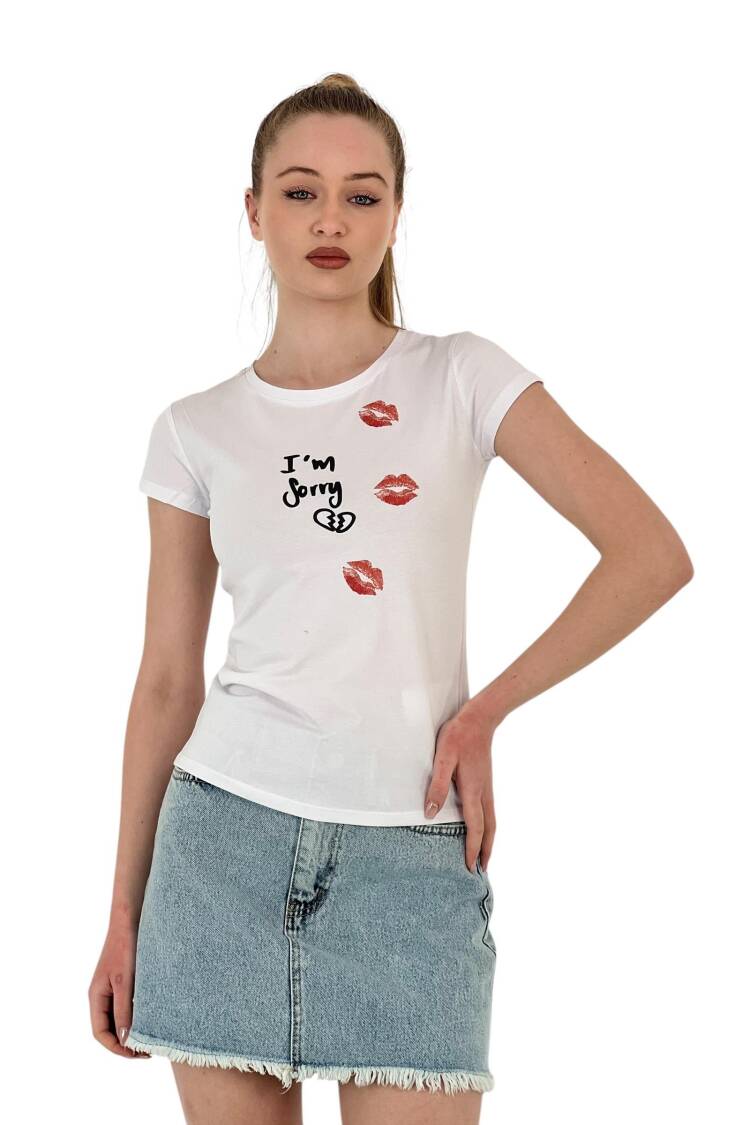 Kiss Printed Short Sleeve SkinnyT-Shirt