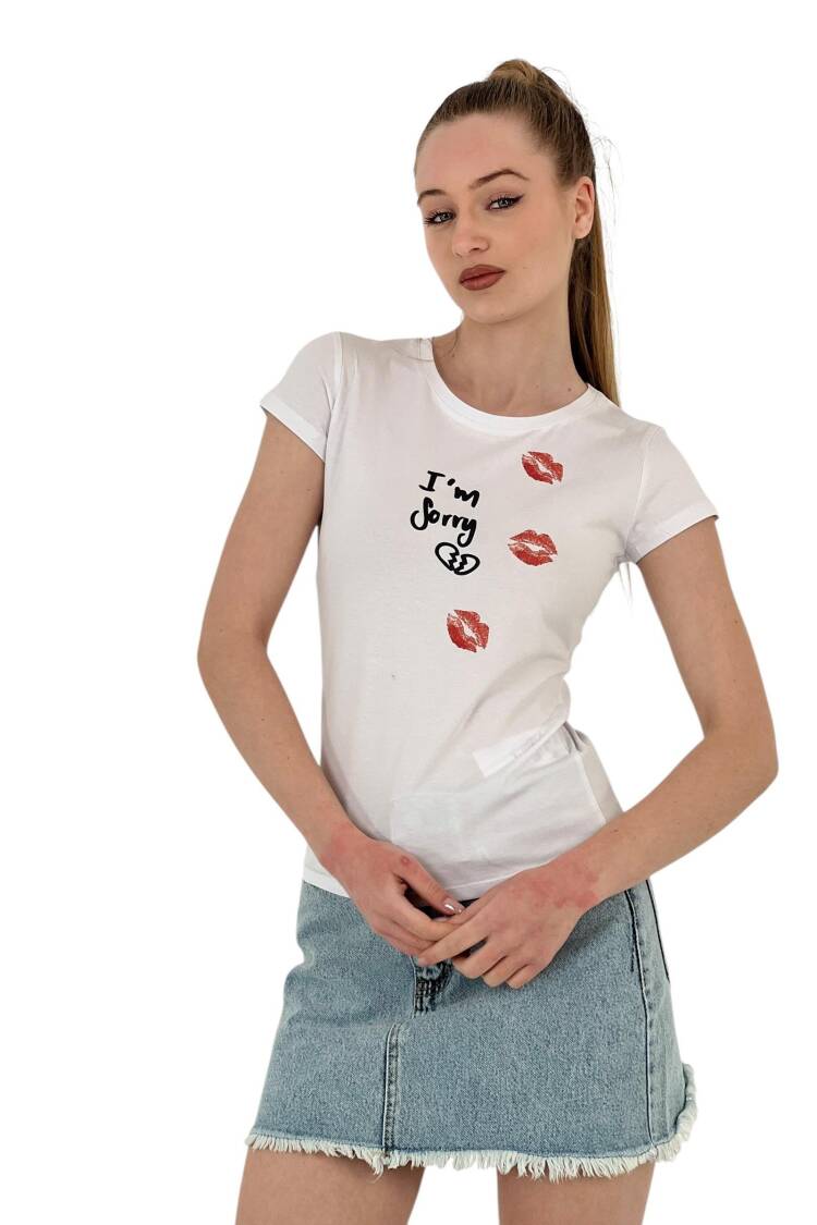 Kiss Printed Short Sleeve SkinnyT-Shirt