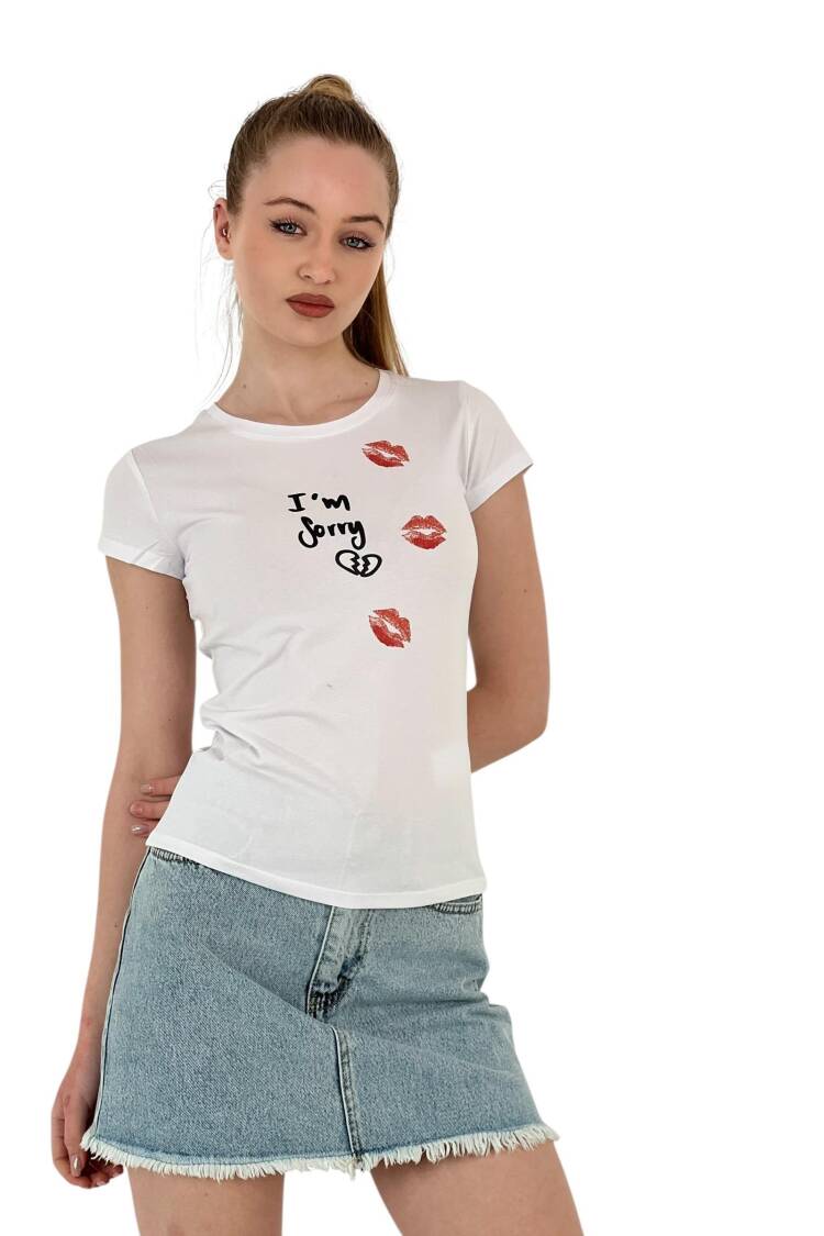 Kiss Printed Short Sleeve SkinnyT-Shirt
