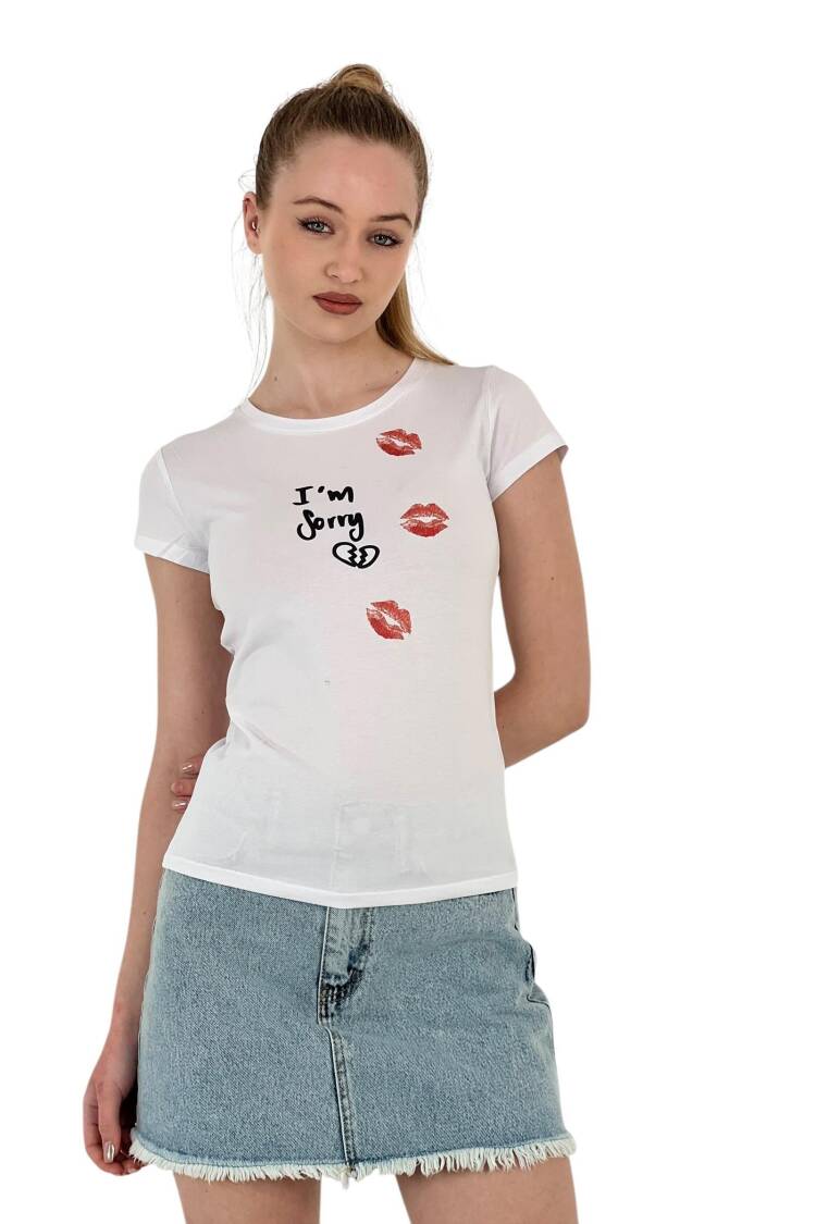 Kiss Printed Short Sleeve SkinnyT-Shirt