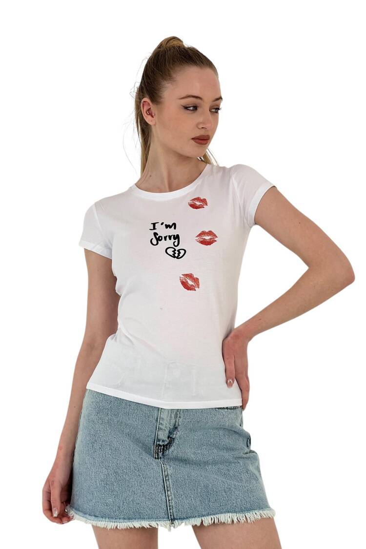 Kiss Printed Short Sleeve SkinnyT-Shirt