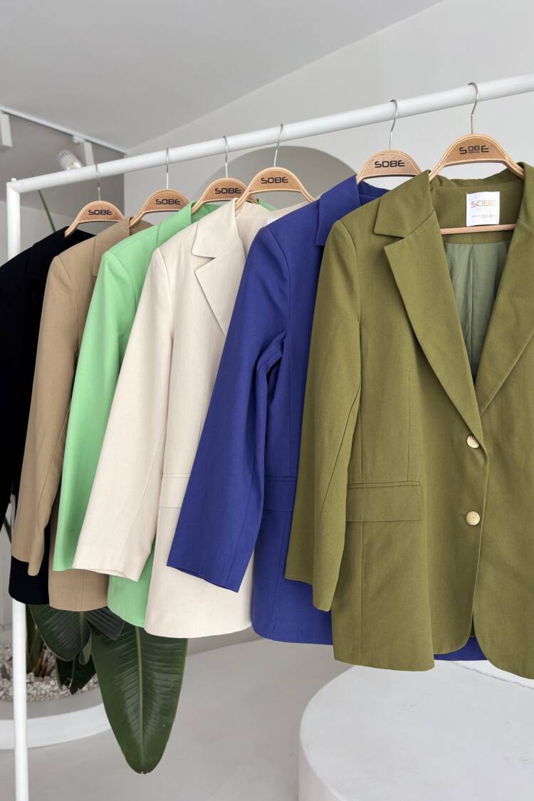 Gold Buttoned Blazer Jacket -Green