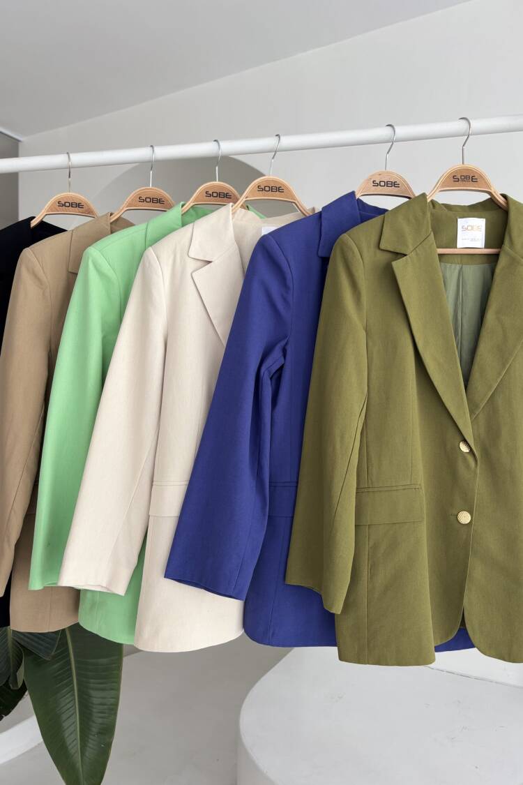 Gold Buttoned Blazer Jacket -Green