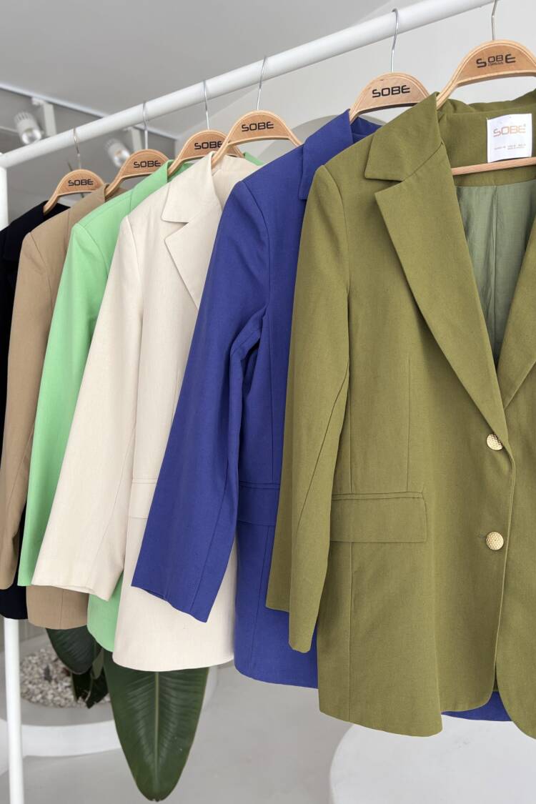 Gold Buttoned Blazer Jacket -Green